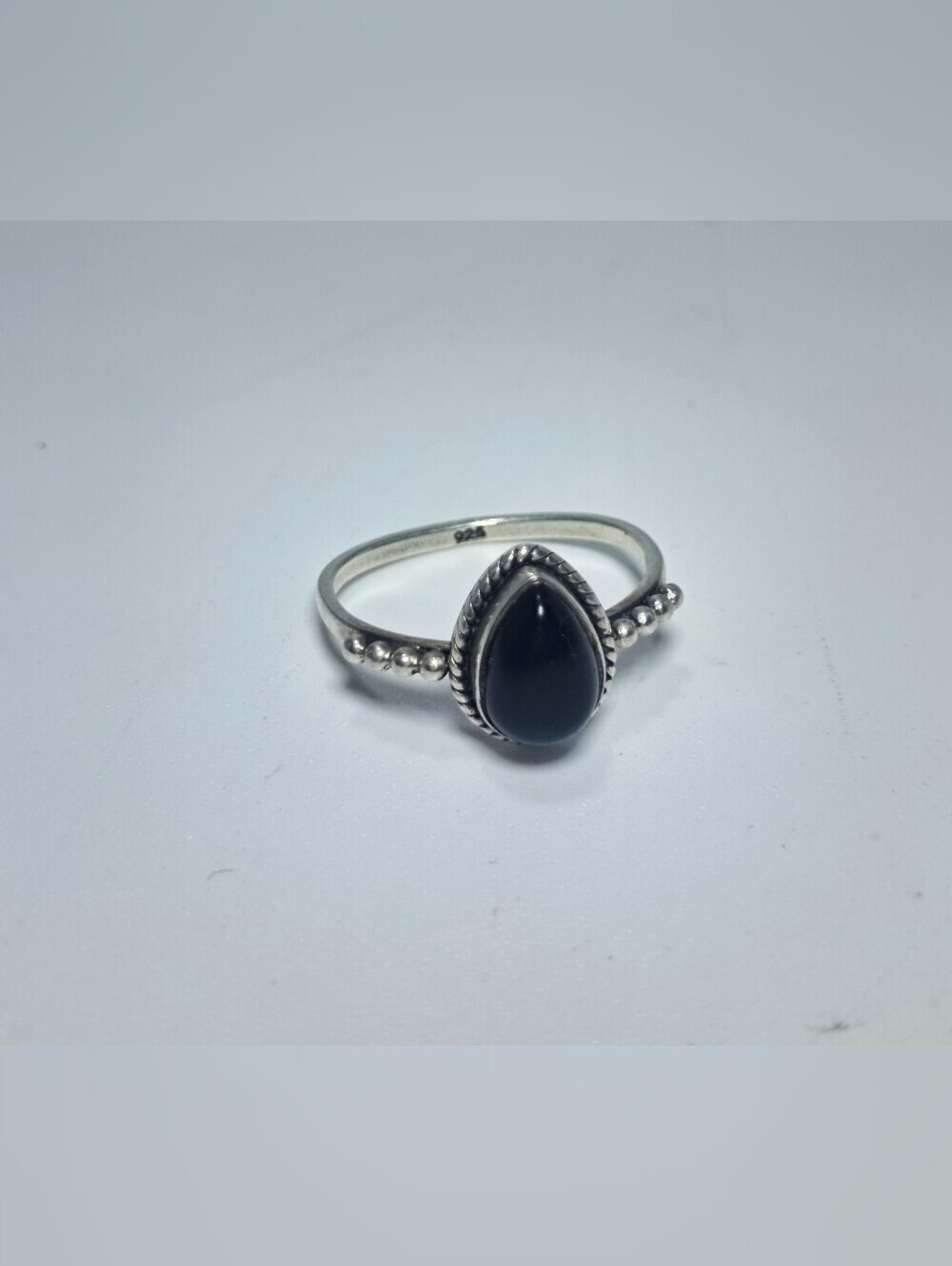 Sterling Silver Black Onyx Teardrop Ring Size 6.5 - Picture 5 of 6